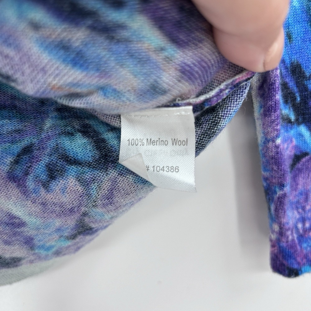 Garnet Hill Womens‎ Merino Wool Cardigan Sweater Size S Floral 3/4 Sleeve Artsy - Picture 3 of 7
